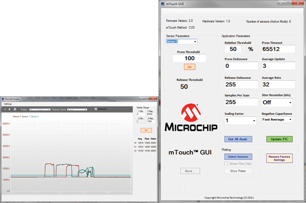 Screen capture of GUI